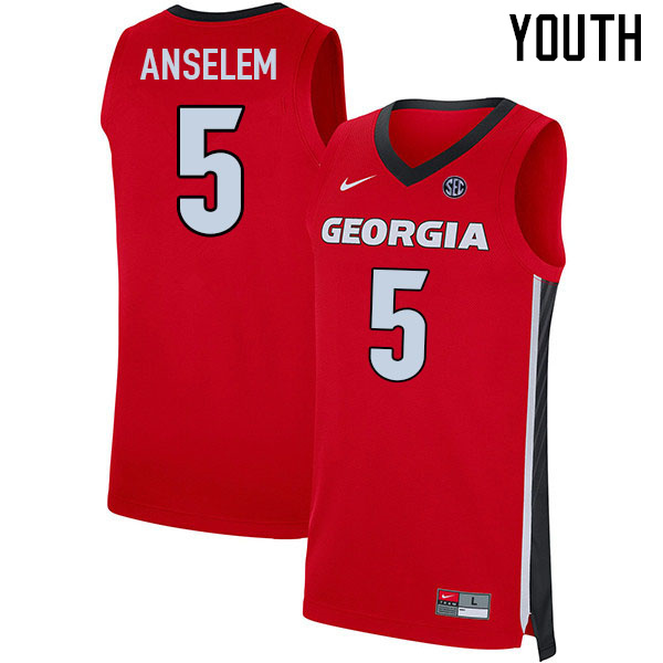 Youth #5 Frank Anselem Georgia Bulldogs College Basketball Jerseys Sale-Red